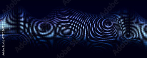 Abstract technological background with digital particles waves, futuristic design