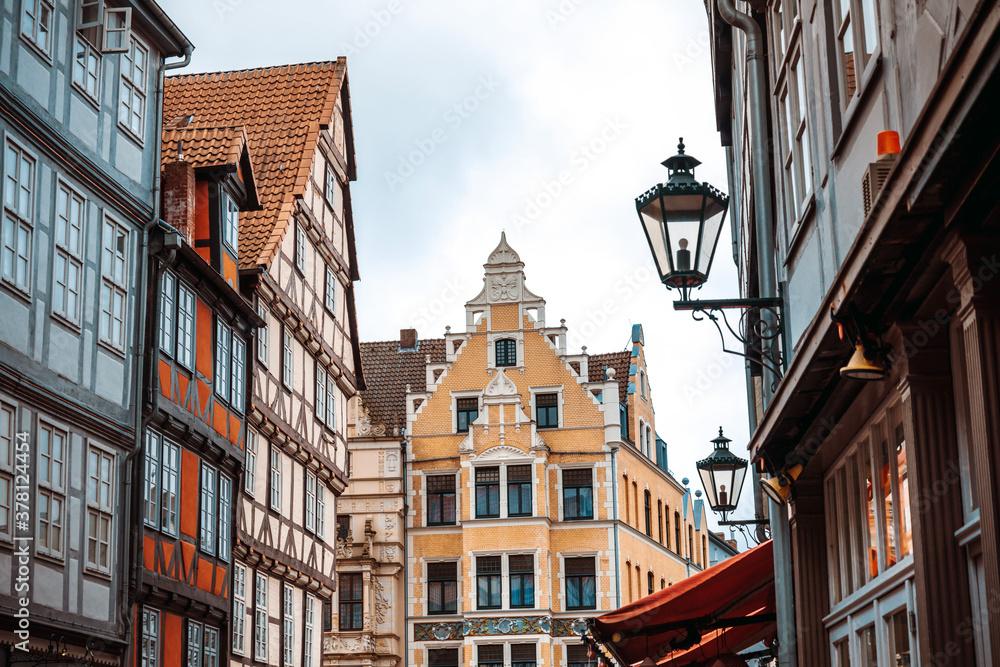 Antique building view in Old Town, Hanover, Germany.