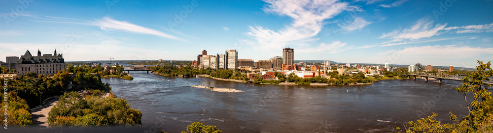 Panorama of Ottawa's skyline. Ottawa is the capital city of Canada and home to Canadian parliament. A popular tourist destination.