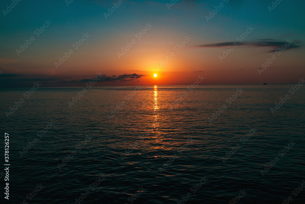Sunset in the sea. Batumi. Georgia