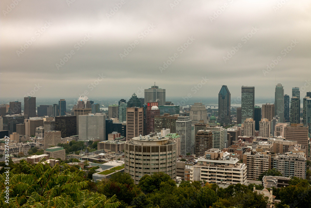 Montreal skyline view from the popular Mont Royal Lookout