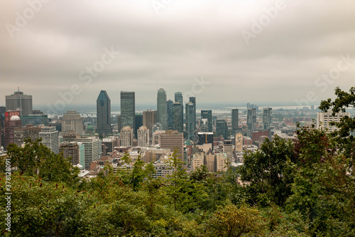 Montreal skyline view from the popular Mont Royal Lookout