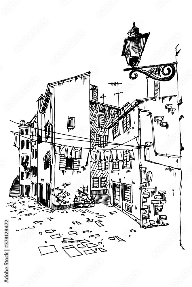 Vector sketch of architecture of Rovinj, Croatia. Vector sketch of architecture of Rovinj, Croatia.