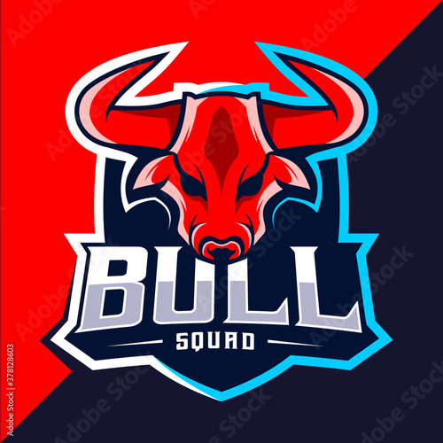 Bull mascot esport logo design