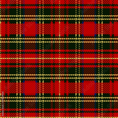 Cute punk red plaid vector seamless pattern. Checkered scottish flannel print for celtic home decor. For highland tweed trendy graphic design. Tiled rustic houndstooth grid. 