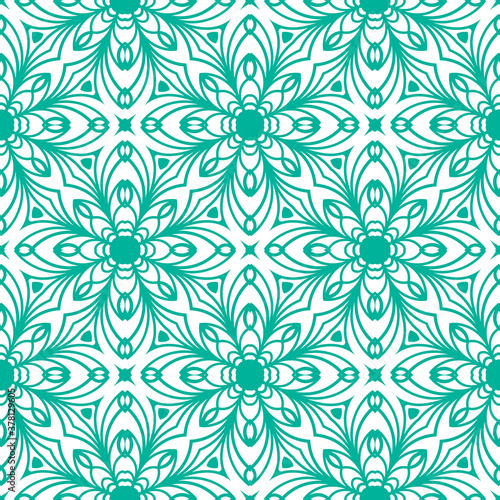 Fantasy seamless pattern with decorative mandala. Abstract round doodle floral background. Floral geometric infinity background. Wrapping paper, textiles, fabric. Vector illustration. 