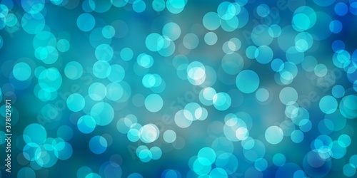 Light BLUE vector pattern with spheres. Abstract decorative design in gradient style with bubbles. Pattern for wallpapers, curtains.