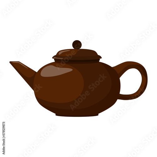 Kettle element for chinese tea ceremony on white background. Asian traditional equipment isolated in style flat