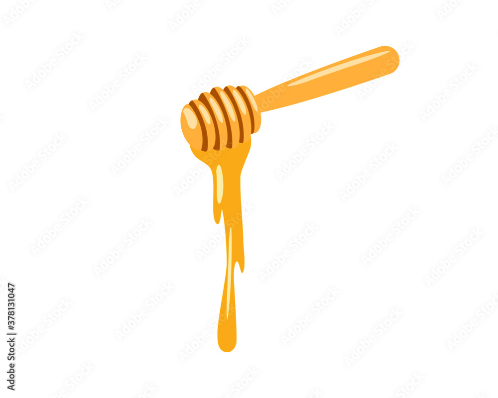 honey dripping from wooden dipper honey dripping from wooden dipper