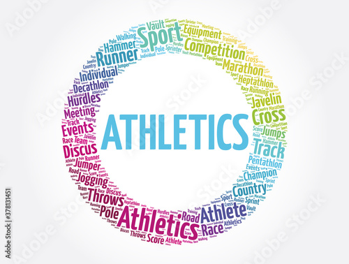 Athletics word cloud collage, sport concept background