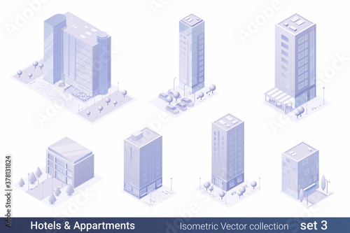 Isometric Flat 3D Architecture Building vector collection: