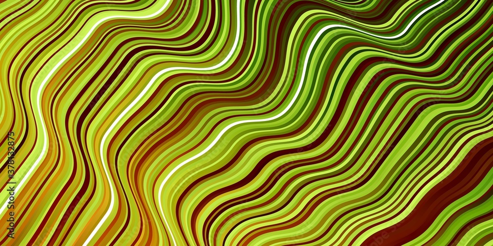 Light Green, Yellow vector pattern with curves. Colorful geometric sample with gradient curves.  Template for your UI design.