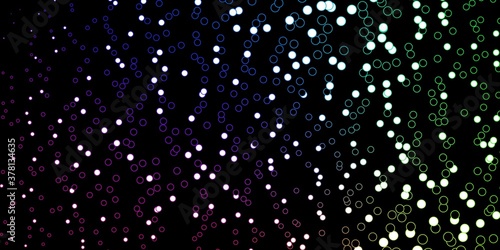 Dark Multicolor vector pattern with spheres. Abstract illustration with colorful spots in nature style. Pattern for wallpapers, curtains.