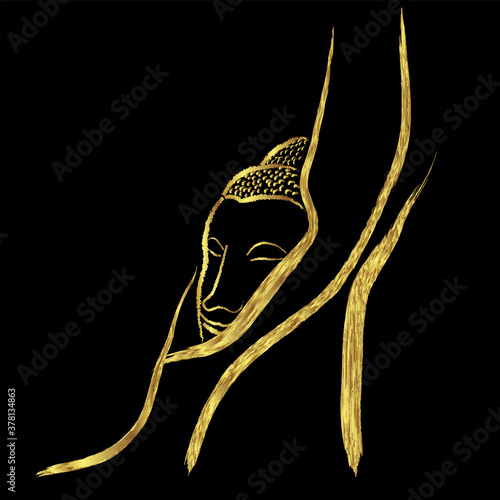 Golden buddha head with golden border element