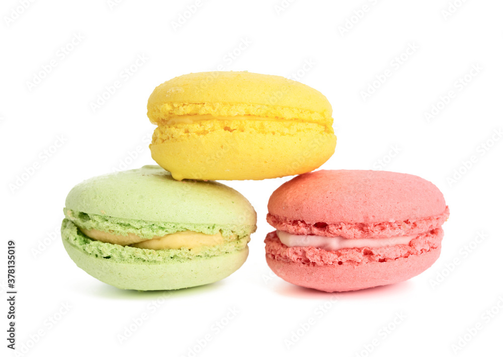 round baked macarons isolated on a white background round baked macarons isolated on a white background