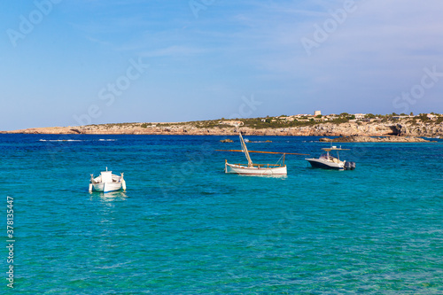 Seascape of Formentera, Spain, Mediterranean sea.