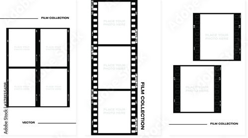 Set of Social stories filmstrips templates. Film frame background with space for your text or image. Trendy editable camera roll effect design. Lifestyle concept. Vector illustration