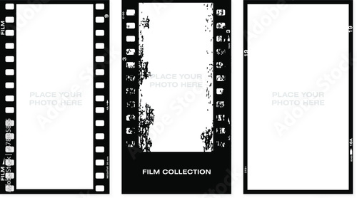 Set of Social stories filmstrips templates. Film frame background with space for your text or image. Trendy editable camera roll effect design. Lifestyle concept. Vector illustration