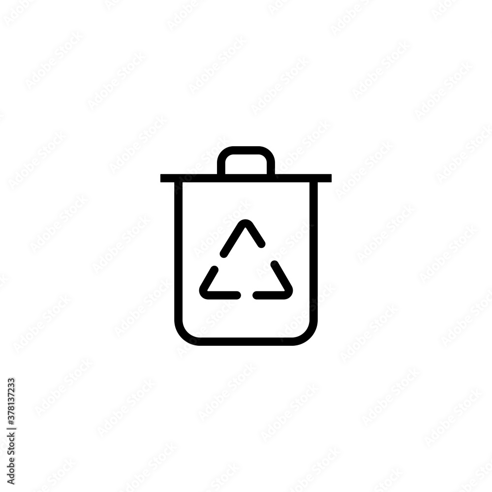 trash can with recycle symbol Icon in black line style icon, style isolated on white background trash can with recycle symbol Icon in black line style icon, style isolated on white background