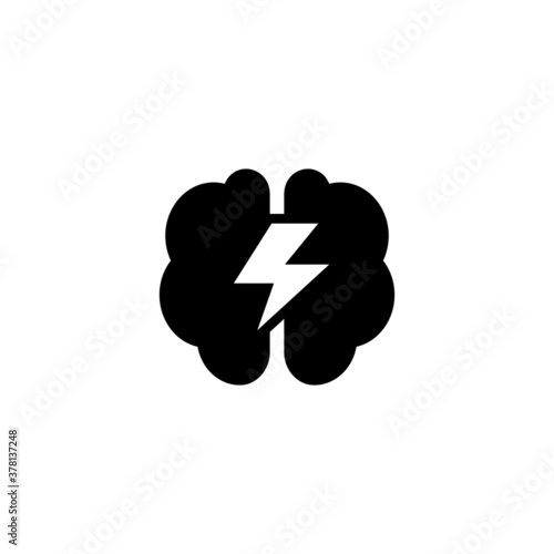 Brainstorm Icon in black flat glyph, filled style isolated on white background