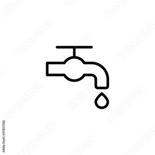 Water Tap Icon in black line style icon, style isolated on white background