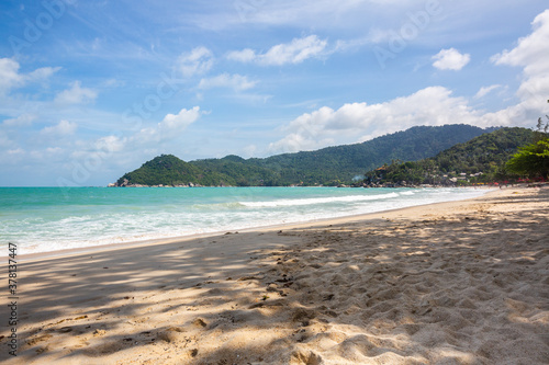 Beach with Crystal water and Rocks beach view at Koh Samui Island Thailand photo