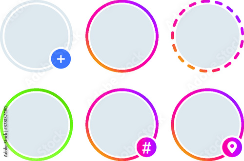 Interface elements. Social media avatars templates. Templates with colorful avatars types. Social Media concept. Vector illustration on colorful and bright background