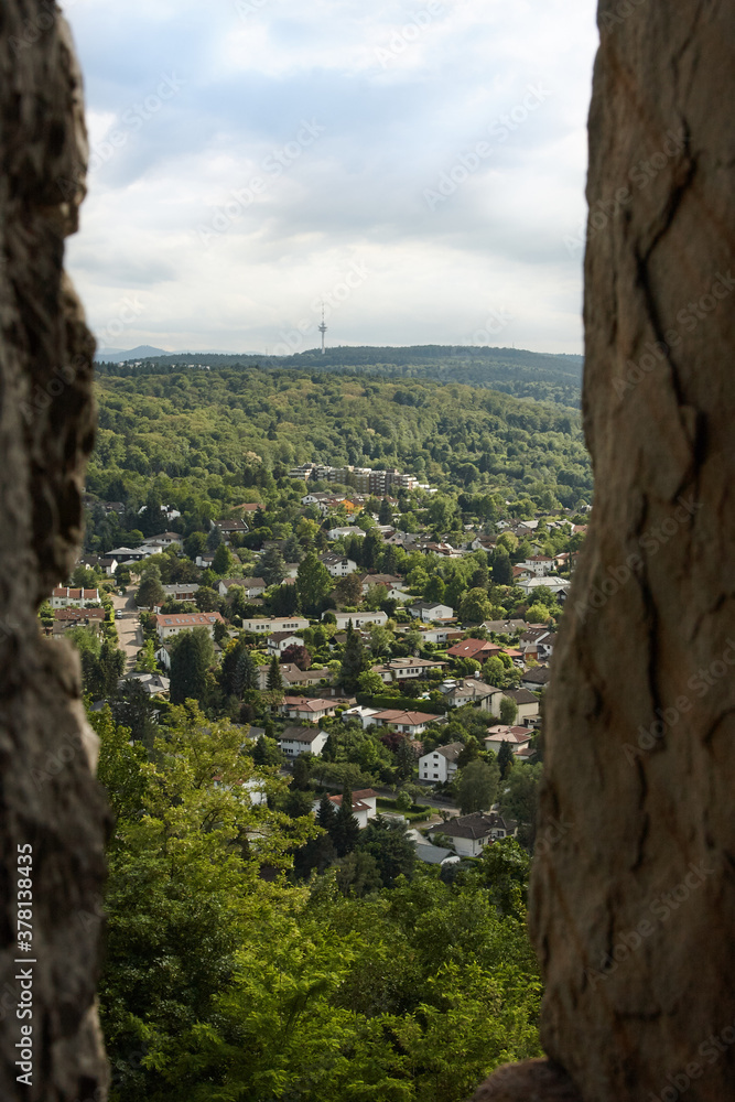 View between stones of a German town.