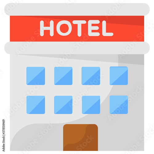 
A building of hotel in, flat vector of infrastructure
