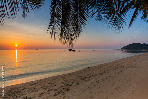 Beach with Crystal water and sunset beach view at Koh Samui Island Thailand