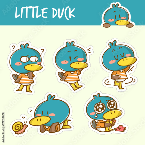 cute little duck doodle sticker collection