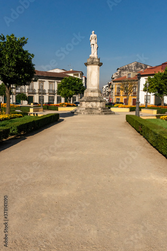 Urban Square With Statue, Greenery and Buildings, Braga, Portugal