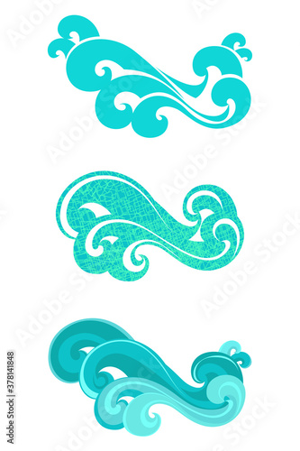 Waves vector set, element design, sign symbol or logo, natural water, aqua. Wave background.