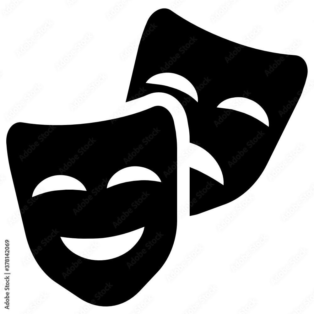 Theater masks, theme party icon in flat vector design
Theater masks, theme party icon in flat vector design