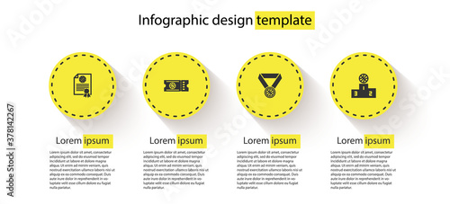 Set Certificate basketball award, Basketball game ticket, medal and Sports winner podium. Business infographic template. Vector.