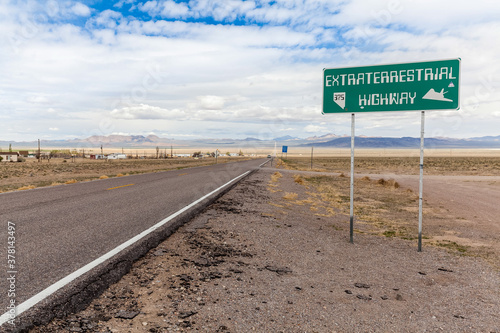 Canvastavla Driving North West along the Extraterrestrial Highway in to the very small town