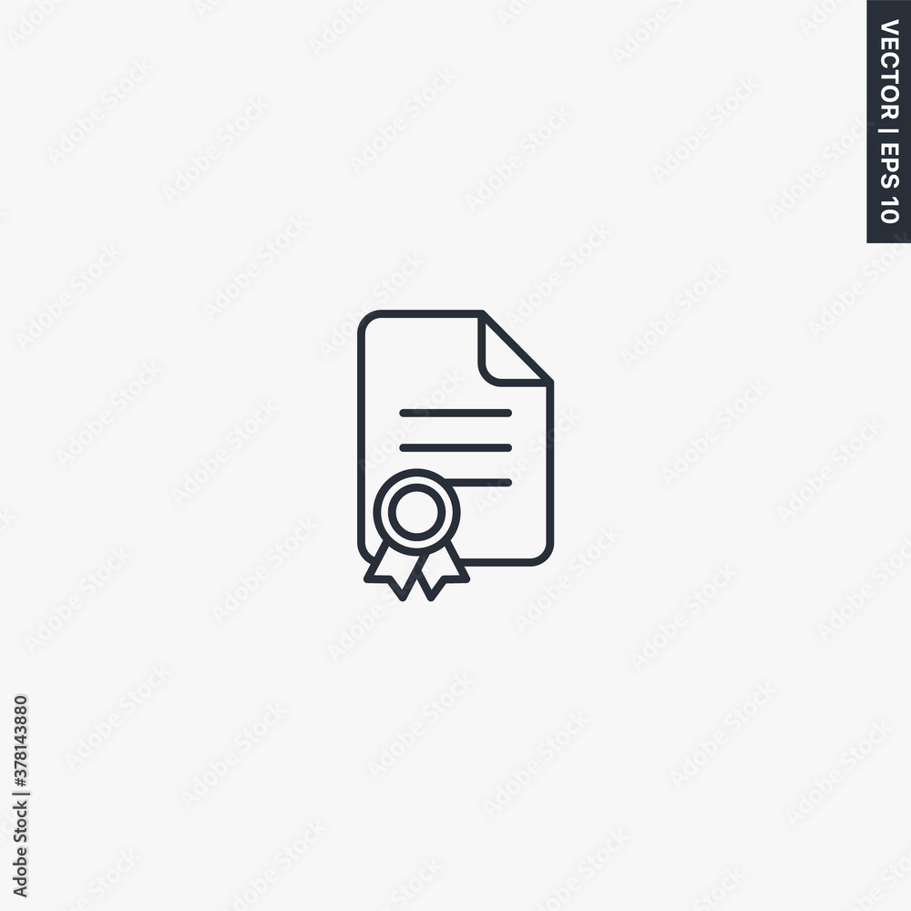 Certificate, diploma, linear style sign for mobile concept and web design Certificate, diploma, linear style sign for mobile concept and web design