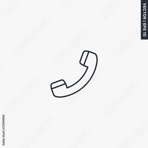 Telephone, phone, linear style sign for mobile concept and web design