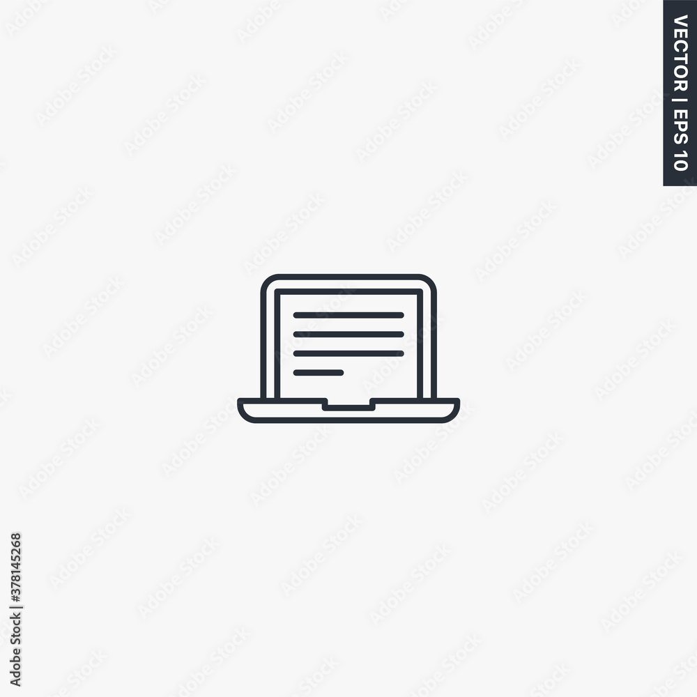 Office laptop, linear style sign for mobile concept and web design Office laptop, linear style sign for mobile concept and web design