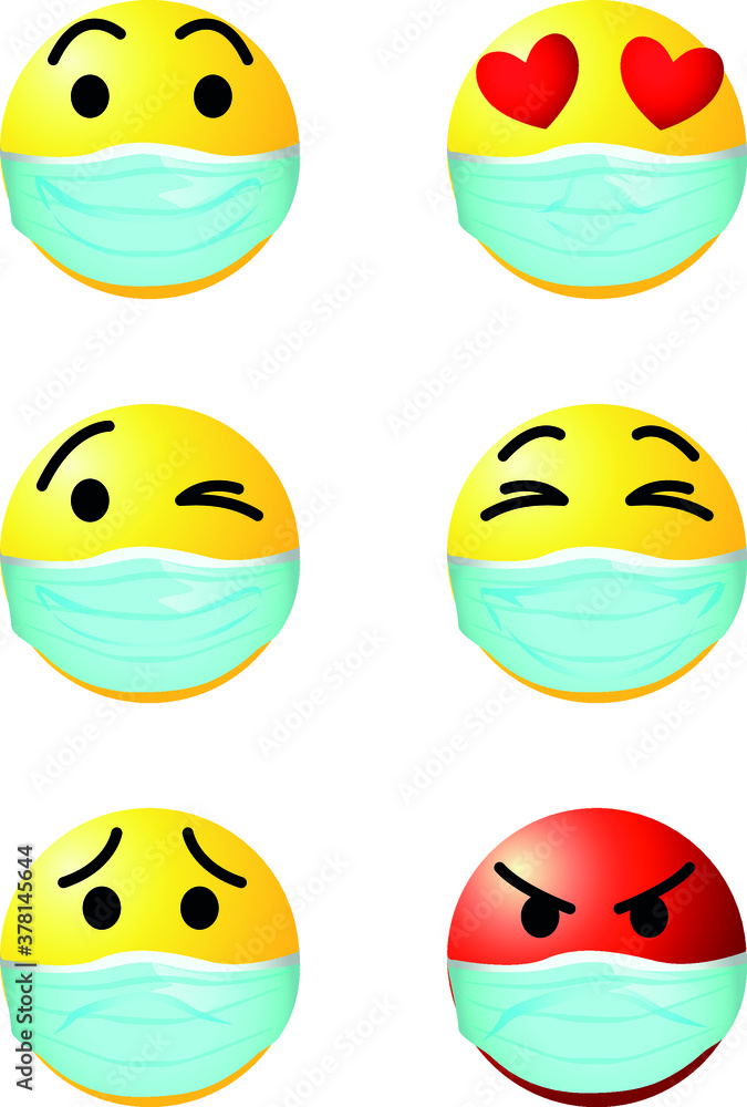 Emoticons with face mask. Vector illustration. Emoticons with face mask. Vector illustration.
