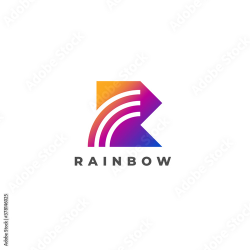 rainbow - letter r and three arcs
