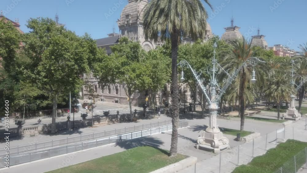 Barcelona. Street in Arch of Triumph . Paseo San Juan Avenue. Catalonia,Spain Aerial Drone Footage Barcelona. Street in Arch of Triumph . Paseo San Juan Avenue. Catalonia,Spain Aerial Drone Footage