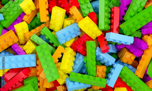 Toys bricks colorful background 3d rendering