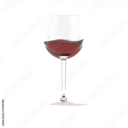 Red wine in glass 3d rendering