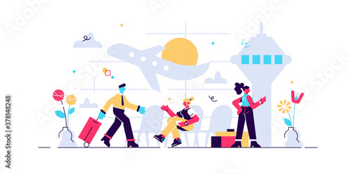Airport vector illustration. Flat aerodrome