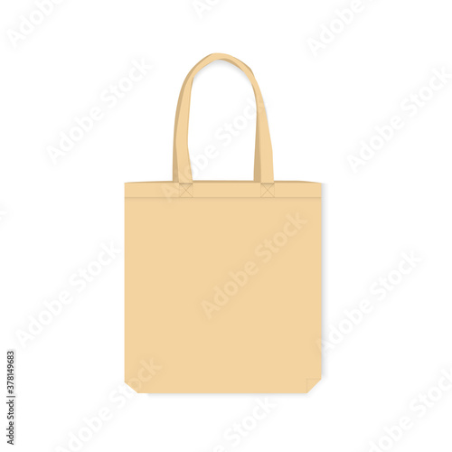 Textile eco-bag isolated on a white background. Template, vector illustration. Copy space