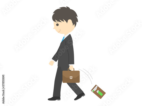 パスケースを落とす男性のイラスト