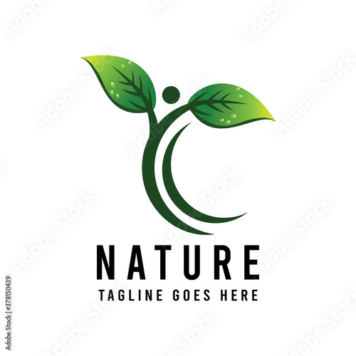 Nature And Human Ecology Logo Human Character Logo, Human Icon, Nature Icon.