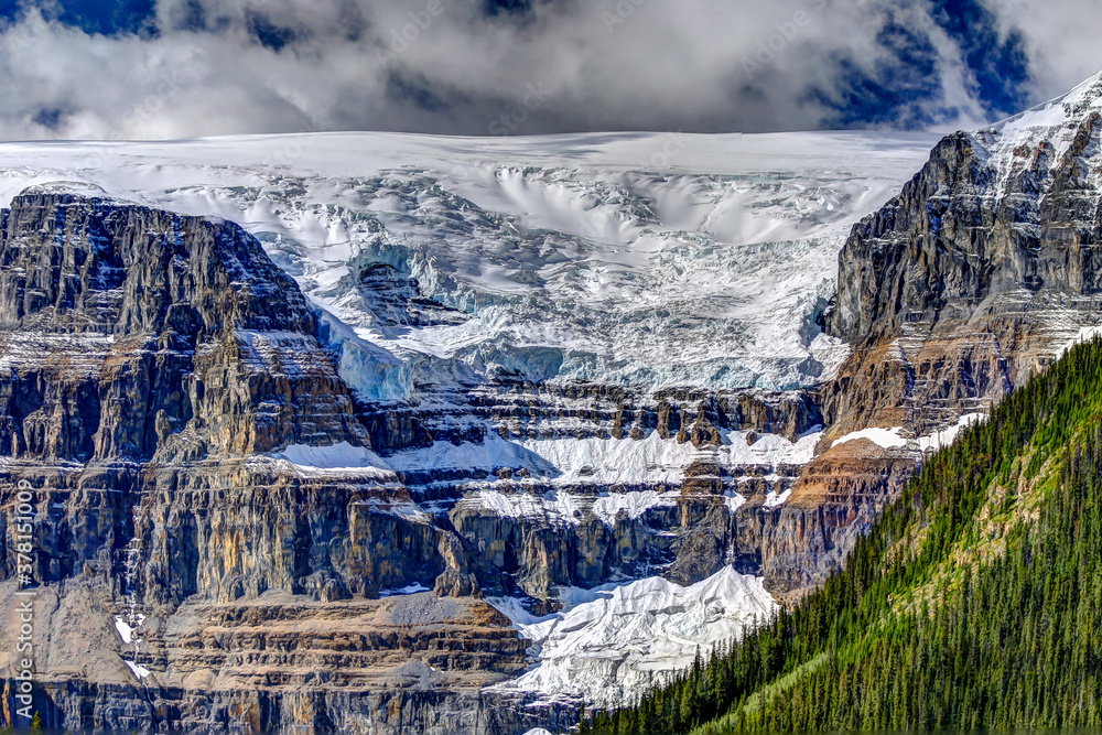 Glaciers as seen from the highway in Jasper National Park