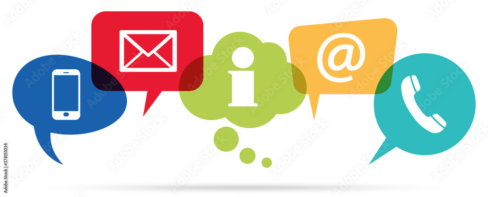 colored speech bubbles with communication icons colored speech bubbles with communication icons